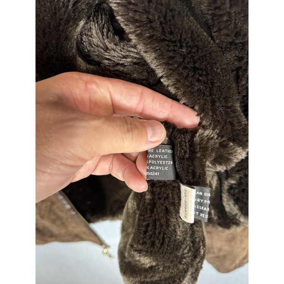 Baby Phat Jacket Womens 2XL Brown Suede Leather Faux Fur Lined Full Zip Coat - Picture 6 of 16